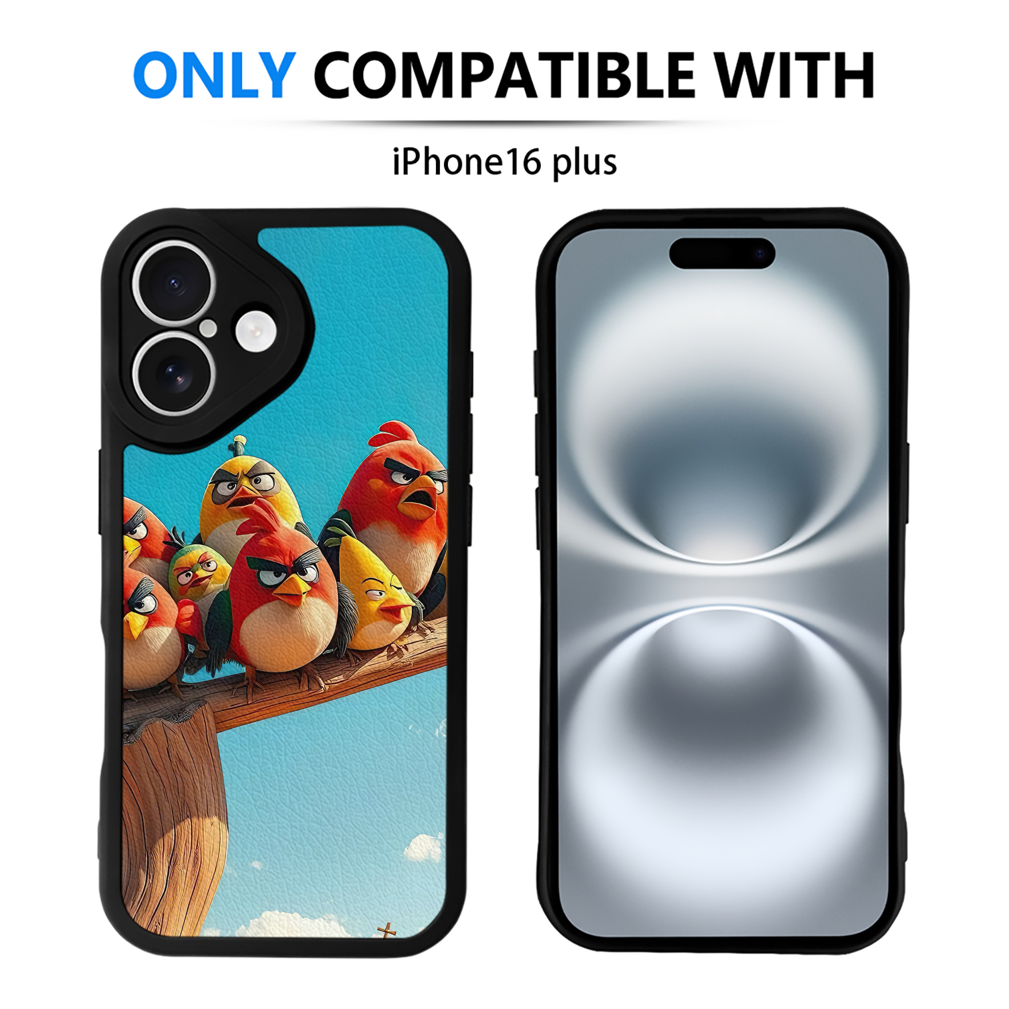 （画像用） Angry Birds アングリーバード 【iPhone 16シリーズ対応】シリコンスマホケース（レザー調） 材質：シリコン